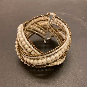 Pearl and gold bangle bracelet